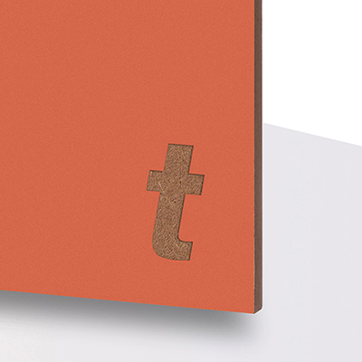 TroWood Color Orange – laseroptimerad, färgad MDF med matt finish.