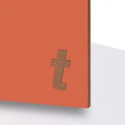 TroWood Color Orange – laseroptimerad, färgad MDF med matt finish.