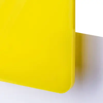 Akrylskiva - TroGlass Color Gloss - Gul Halvtransparent.. Perfekt för laserskärning och mekaniska verktyg