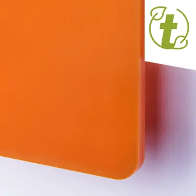 Akrylskiva - TroGlass Color Gloss - Orange Halvtransparent.. Perfekt för laserskärning och mekaniska verktyg