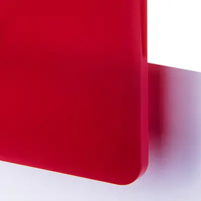Akrylskiva - TroGlass Color Gloss - Röd Halvtransparent.. Perfekt för laserskärning och mekaniska verktyg