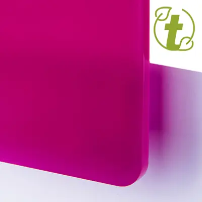 Akrylskiva - TroGlass Color Gloss - Cerise Halvtransparent.. Perfekt för laserskärning och mekaniska verktyg