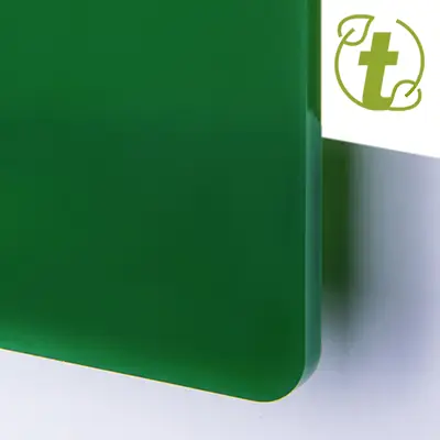 Akrylskiva - TroGlass Color Gloss - Mörkgrön halvtransparent. Perfekt för laserskärning och mekaniska verktyg