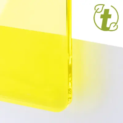 Akrylskiva - TroGlass Color Gloss - Gul transparent. Perfekt för laserskärning och mekaniska verktyg