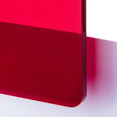 Akrylskiva - TroGlass Color Gloss - Röd transparent. Perfekt för laserskärning och mekaniska verktyg