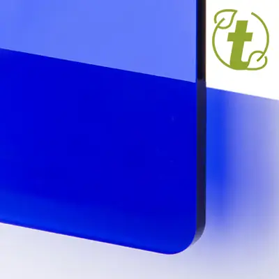 Akrylskiva - TroGlass Color Gloss - Blå transparent. Perfekt för laserskärning och mekaniska verktyg