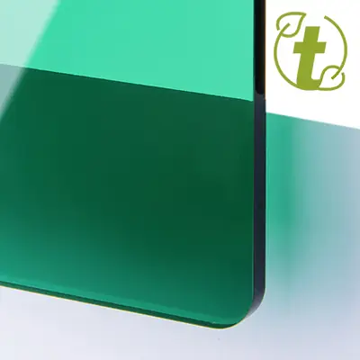 Akrylskiva - TroGlass Color Gloss - Mörkgrön transparent. Perfekt för laserskärning och mekaniska verktyg