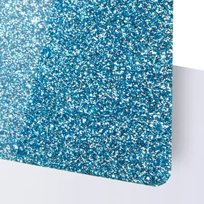 Akrylskiva TroGlass Style Glitter Ljusblå - Effektfull akryl för dekor och laserskurna projekt
