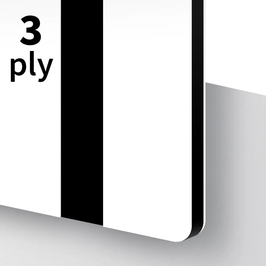 Plastskiva TroLase 3-ply Vit/Svart/Vit - perfekt för lasergravering och skärning av skyltar.