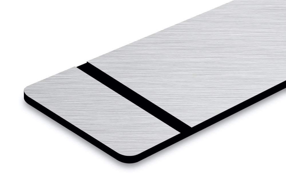 ABS plastskiva - TroPly Metallic Plus -Borstad Silver/Svart - Lämpligt material för att gravera och skära med fräsmaskin