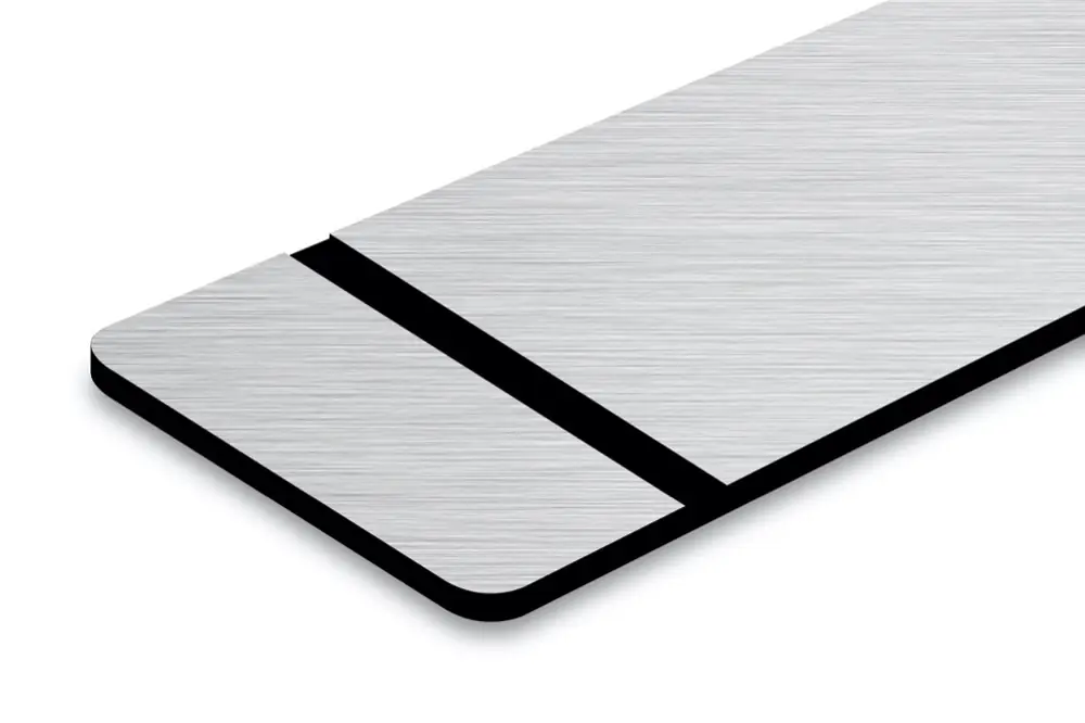 ABS plastskiva - TroPly Metallic Plus -Borstad Silver/Svart - Lämpligt material för att gravera och skära med fräsmaskin