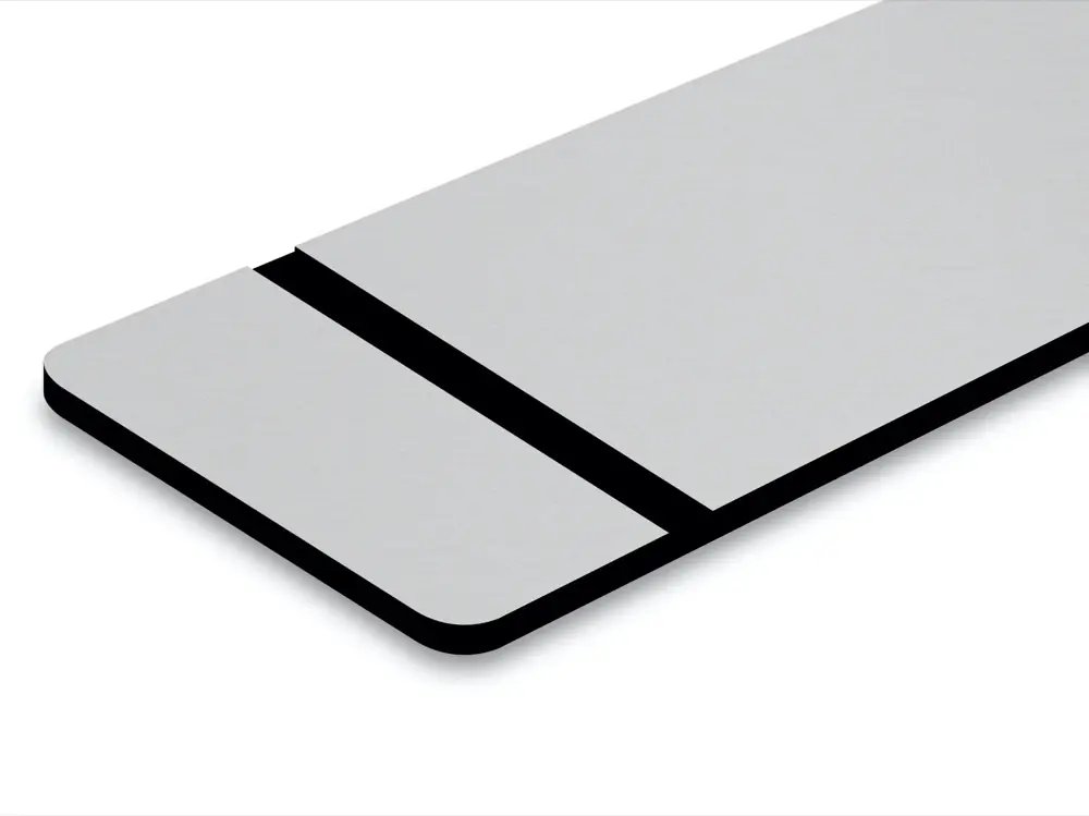 ABS plastskiva - TroPly Metallic Plus -Slät Silver/Svart - Lämpligt material för att gravera och skära med fräsmaskin