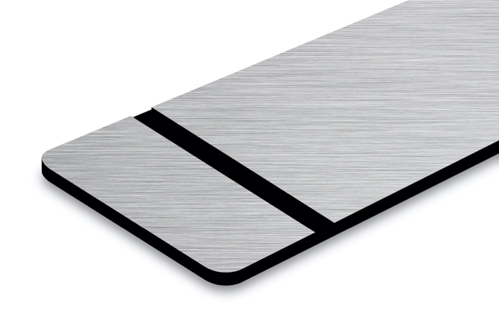ABS plastskiva - TroPly Metallic Plus -Borstad Aluminium/Svart - Lämpligt plastmaterial för att gravera och skära med fräsmaskin
