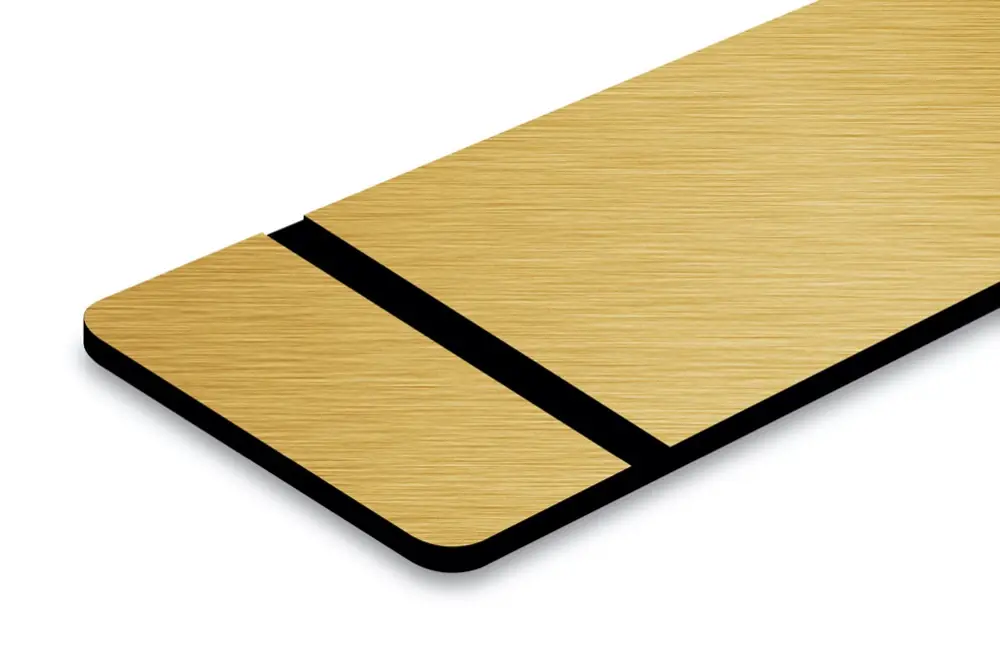 ABS plastskiva - TroPly Metallic Plus -Borstad Guld/Svart - Lämpligt plastmaterial för att gravera och skära med fräsmaskin