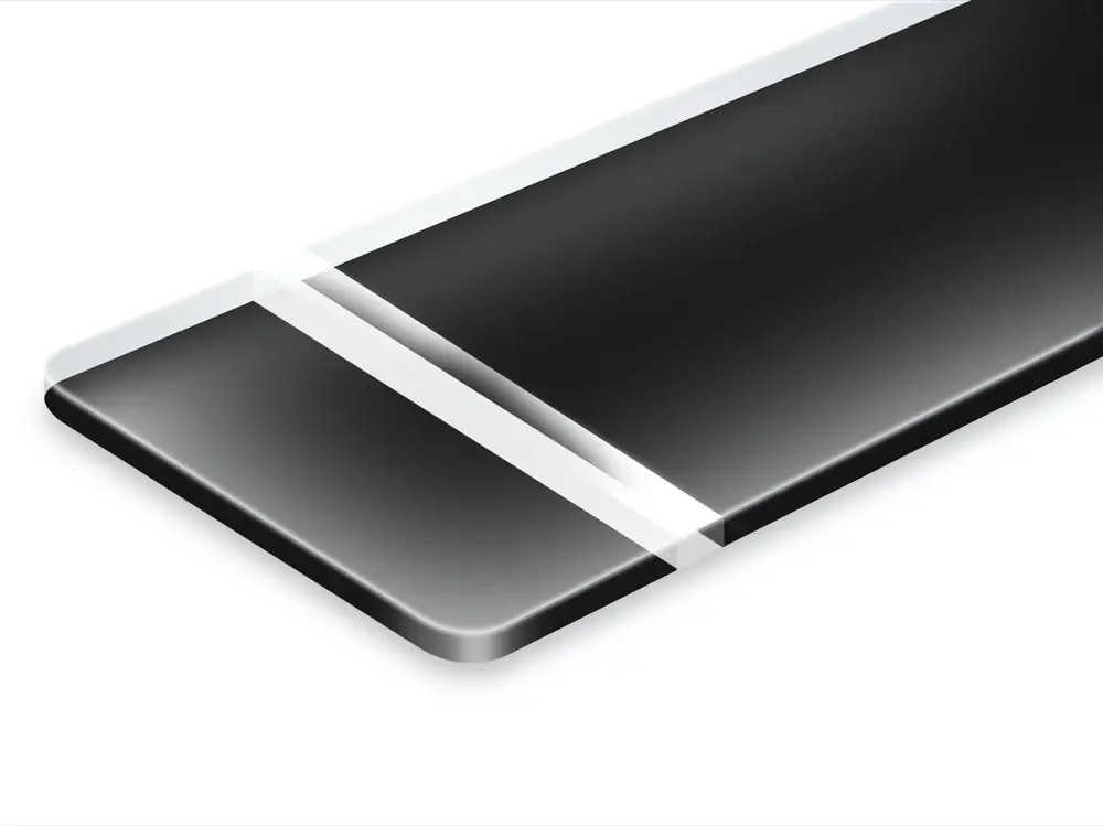 Fräsmaterial TroPly Ultra Reverse Svart/Transparent Lämpligt material för att gravera och skära med fräsmaskin