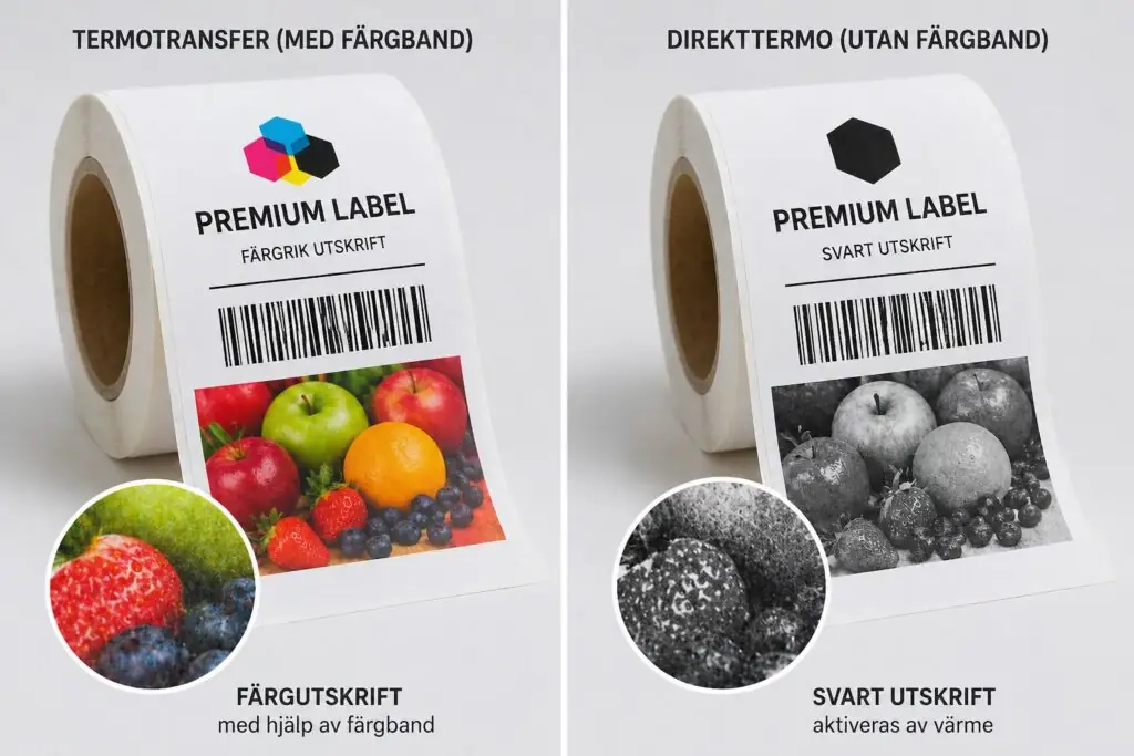 Termotransfer och direkttermo etiketter