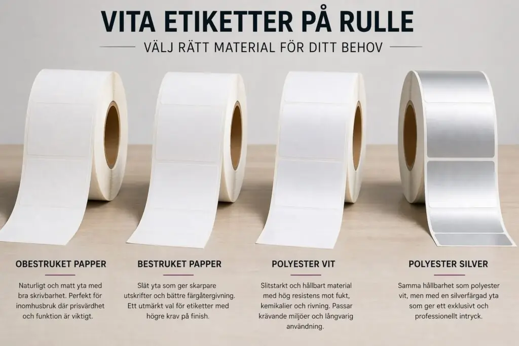 Vita etiketter på rulle