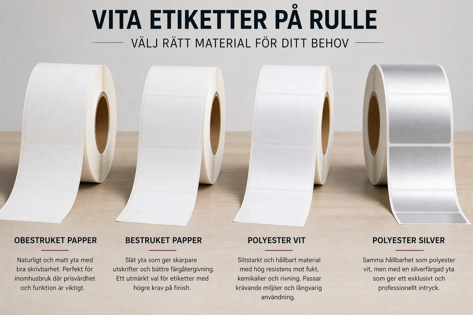 Vita etiketter på rulle