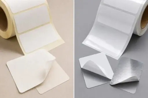 Plast och pappersetiketter på rulle