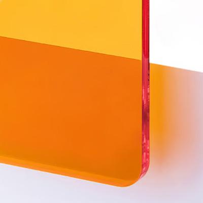 Akrylskiva - TroGlass Color Gloss - Orange transparent. Perfekt för laserskärning och mekaniska verktyg