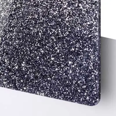 Akrylskiva TroGlass Style Glitter Svart - Effektfull akryl för dekor och laserskurna projekt