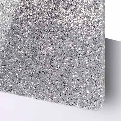 Akrylskiva TroGlass Style Glitter Silver - Effektfull akryl för dekor och laserskurna projekt