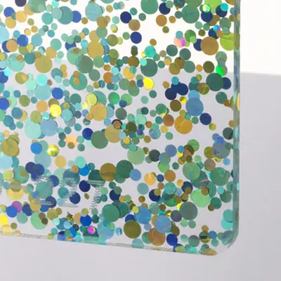Akrylskiva TroGlass Style Glitter Dots Grön/Blå - Effektfull akryl för dekor och laserskurna projekt